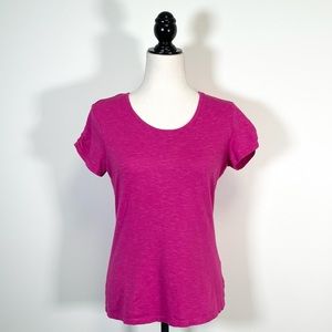 Columbia Rocky Ridge III Magenta Ruched Slub Top Short Sleeve